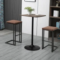 HOMCOM Set 2 Sgabelli da Bar e da Cucina, Sgabelli Imbottiti Design Vintage Stile Industriale, Finta Pelle e Metallo, Marrone(m-2)