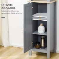 kleankin Armario Alto de Baño Moderno Mueble Columna de Baño con 1 Puerta Estante Ajustable y 3 Compartimentos 39x30x168 cm Gris(m-5)