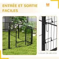 PawHut Luxe parc enclos modulable acier époxy porte verrouillable pour chiens, lapins, rongeurs, petits animaux, intérieur et extérieur 80 x 60 cm noir(m-7)