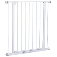 PawHut Cancelletto di Sicurezza per Animali Allargabile Facile Installazione con Supporti a Pressione Acciaio Resistente con  una Finitura Verniciata a Polvere Bianco 76x76-82cm(m-10)