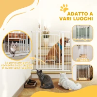 PawHut Cancellino per Cani Regolabile da 76-104 cm, Cancelletto Alto 106 cm con 2 Estensioni, Bianco(m-8)