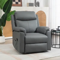 HOMCOM Faux Leather 70° Electric Riser Recliner Chair, Charcoal Grey(m-7)