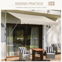 Outsunny Tenda da Sole a Bracci 4x1.2m con Manovella e Struttura Telescopica, Cachi(m-8)