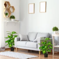 HOMCOM 2 PCs Artificial Evergreen Tree Fake Decorative Plant in Nursery Pot for Indoor Outdoor Décor, Green(m-2)