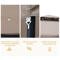 Outsunny Tonnlle de jardin barnum pavillion de jardin 3 x 3 double Toit avec moustiquaires amovibles imperméable gris(m-8)