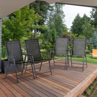 Outsunny Set of 4 Folding Garden Chairs, Metal Frame Garden Chairs Outdoor Patio Park Dining Seat with Breathable Mesh Seat, Black(m-10)