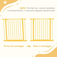 PawHut Cancelletto di Sicurezza per Animali Allargabile Facile Installazione con Supporti a Pressione Acciaio Resistente con  una Finitura Verniciata a Polvere Bianco 76x76-82cm(m-8)