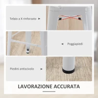 HOMCOM Set 2 Sgabelli da Bar Impilabili in Metallo con Schienale Rimovibile e Poggiapiedi, Bianco(m-5)