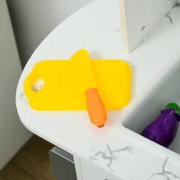 AIYAPLAY Toy Kitchen with Lights, Sounds, Apron and Chef Hat, Ice Maker, Microwave, for Ages 3-6 Years - White(m-9)