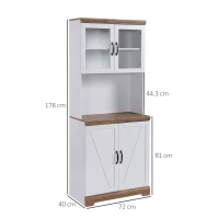 HOMCOM Dispensa Cucina in MDF con Armadietto Superiore e Inferiore a 2 Ante e Piano di Lavoro, 72x40x178 cm(m-3)