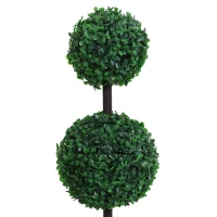 Outsunny Pianta Artificiale Bosso a Sfera (Ф23 X 67A cm), Due Sfere Verde Decorativo da Esterno e Interno con Vaso(m-9)