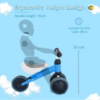 HOMCOM Baby Toddler Balance Bike Ride On Walker 3 Wheel Push Bike Kids First Bike Birthday Toy Gift for 1-2 Years Blue(m-6)