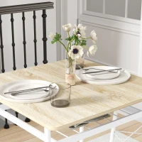 HOMCOM Conjunto de Mesa y Sillas de Comedor de 3 Piezas con Estante Abierto Estructura de Acero Blanco y Roble(m-10)