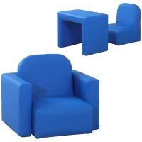 HOMCOM 2 In 1 Toddler Sofa Chair,  48 x 44 x 41 cm, for Game Relax Playroom, Blue(m-11)