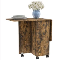 HOMCOM Multi-Storage Six-Person Drop Leaf Dining Table -  Rustic Brown(m-11)