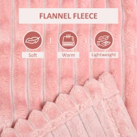 HOMCOM Flannel Fleece Blanket for Sofas, All-Season Fluffy Warm Throw Blanket for Bed, Couch, Chair, Striped Reversible Travel Bedspread, Single Size, 152 x 127cm, Pink(m-4)