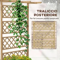 Outsunny Letto per Orto con Traliccio e Pergola per Rampicanti con Fondo Aperto, 160x55x183cm, Legno Naturale(m-4)