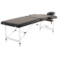 HOMCOM 2 Section Portable Foldable Lightweight Aluminium Massage Table Couch Beauty Bed with FREE Carry Bag Black(m-11)