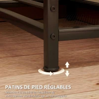 HOMCOM Bureau d'ordinateur avec étagère réversible à 4 niveaux table d'ordinateur cadre en acier 110 x 53 x 115,5 cm chêne noir(m-6)