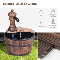 Outsunny Wood Barrel Patio Water Fountain Garden Decorative Ornament Water Feature with Electric Pump (Type A)(m-5)