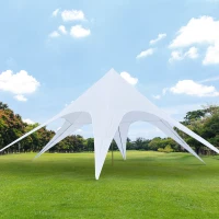 Outsunny Tenda da Sole Avvolgibile da Esterno Impermeabile in Poliestere, 10 x 10 x 4m, Bianco(m-2)