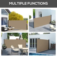 Outsunny Retractable Side Awning, Outdoor Privacy Screen for Garden, Hot Tub, Balcony, Terrace, Pool, 400 x 160cm, Khaki(m-7)