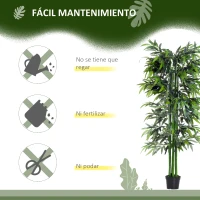 Outsunny Planta Artificial 180 cm con Cañas Maceta Árbol Artificial Decoración para Hogar Salón Oficina Verde(m-6)