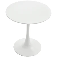 HOMCOM Tavolo da Soggiorno Minimal Rotondo con Base in Metallo, Ø70 x 73 cm, Bianco(m-10)