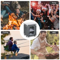 Outsunny 2-Shelf Camping Cupboard Camping Kitchen Station Cook Table Aluminum, Storage Organiser for BBQ Party Picnics Backyards with Carrying Bag(m-8)