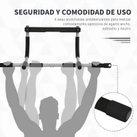 HOMCOM Barra de Dominadas en Techo Barra para hacer Dominadas Barra de Tracción para Entrenamiento Carga 110kg 92x40x17cm Negro(m-6)