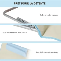 Outsunny Lot de 2 tapis de plage pliants avec dossier réglable 5 positions, appui-tête, tissu Oxford, sac de transport(m-6)