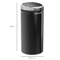 HOMCOM Stainless Steel Sensor Bin, 42L Kitchen Touch Bin, Automatic Trash Can with Inner Bucket, Soft Close, Dustbin, Black(m-3)
