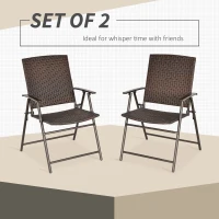 Outsunny Set of Two Folding Rattan Seat Chairs - Brown(m-4)