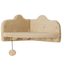 PawHut Rascador de Pared para Gatos con 2 Postes de Sisal Plataforma Doble con Escalera Suave y 1 Plataforma para Saltar Beige(m-9)