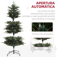 HOMCOM Árbol de Navidad Artificial 180 cm con 350 Luces LED 726 Ramas y Soporte de Acero Árbol Navideño para Interior Verde(m-7)