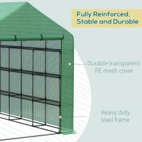 Outsunny 8 x 6ft Walk-In Greenhouse, with Shelves - Green(m-6)