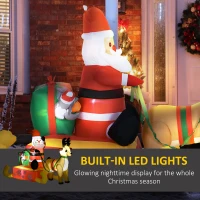 HOMCOM 4ft Christmas Inflatable Santa Claus Sledge Sleigh Reindeer Blow Up Decoration Xmas Décor for Garden(m-4)