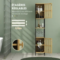 HOMCOM Meuble Colonne Rangement Salle de Bain bicolore dim. 30L x 32l x 172H cm 2 placards avec étagère réglable + 2 niches(m-6)