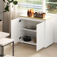 HOMCOM Kitchen Sideboard, Storage Cabinet with Double Doors and Adjustable Shelf for Living Room, Entryway, White(m-10)