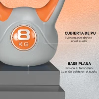 SPORTNOW Pesa Rusa 8 kg Revestimiento de PU y Relleno de Arena para Entrenamiento de Fuerza 20x14x24 cm Naranja y Gris(m-6)