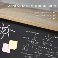 HOMCOM Bureau avec rangement bureau informatique avec 4 étagères, grand plateau et panneau noir pour salon chambre 120L x 53l x 126H cm, chêne et noir(m-6)