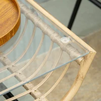 Outsunny Salon de jardin 4 pers. 4 pièces style exotique métal époxy résine imitation coussins grand confort inclus polyester beige(m-10)