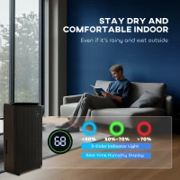 HOMCOM 5500mL Portable Dehumidifier with Air Purifier, UVC, Ioniser, 24H Timer, 5 Modes, 16L/Day, for Home Laundry, Black(m-9)