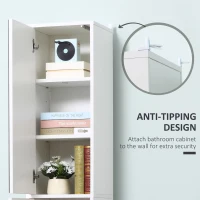 kleankin Tall Bathroom Cabinet with Mirror and Adjustable Shelf - White(m-5)