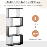 HOMCOM 4-tier Storage Display Shelving Bookcase Unit Divider S Shape design Divider Unit(m-5)
