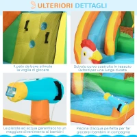 Outsunny Gioco Gonfiabile per Bambini 3-8 Anni a tema Fattoria con Borsa, 11 Paletti e Toppe Inclusi, 350x275x220 cm(m-7)