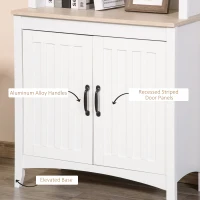 HOMCOM Tall Kitchen Cupboard with 3 Open Shelves and Double Door Cabinet, Free Standing Kitchen Cabinet with Adjustable Shelves for Dining Room, Living Room, White(m-6)