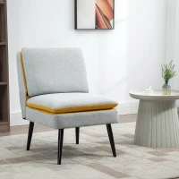 HOMCOM Poltroncina di Design Imbottita con Gambe in Acciaio e Tessuto Grigio e Giallo, 58x75x85cm(m-2)
