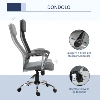 Vinsetto Sedia da Ufficio Ergonomica Girevole, Altezza Regolabile e Dondolamento, Poltrona in Tessuto a Rete 65x67x119-129cm Grigio(m-6)