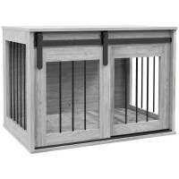 PawHut 80cm Dog Crate Furniture with Removable Cushion for Large Dogs- Grey(m-1)